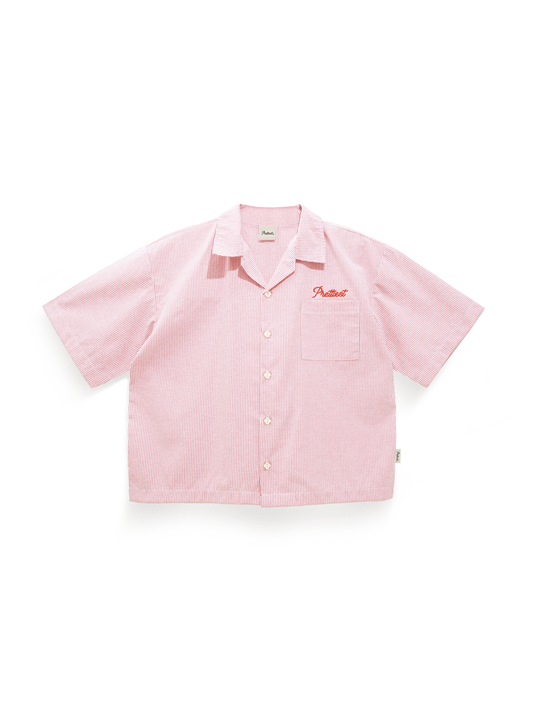 Prettiest® SS25 CUBAN COLLAR POLO (RED OXFORD STRIPE)
