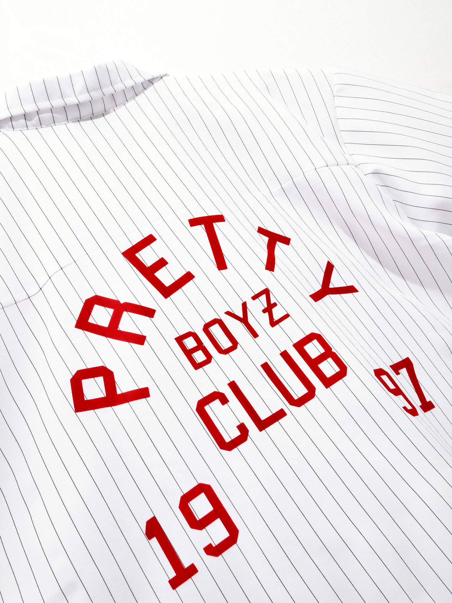 Prettiest®  SS25 CUBAN COLLAR POLO (WHITE PINSTRIPE)