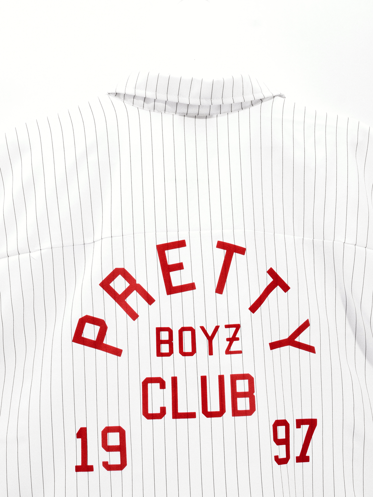 Prettiest®  SS25 CUBAN COLLAR POLO (WHITE PINSTRIPE)